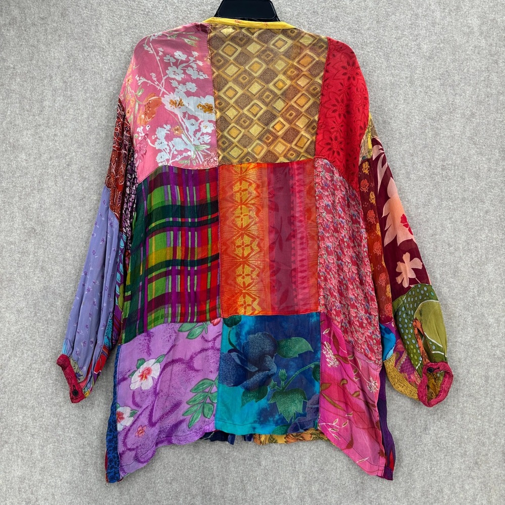 Sacred Threads Large Patchwork Button Chiffon Tun… - image 2